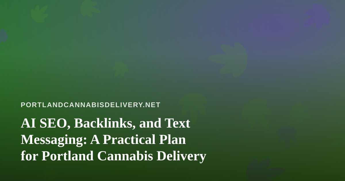 AI SEO, Backlinks, and Text Messaging: A Practical Plan for Portland Cannabis Delivery